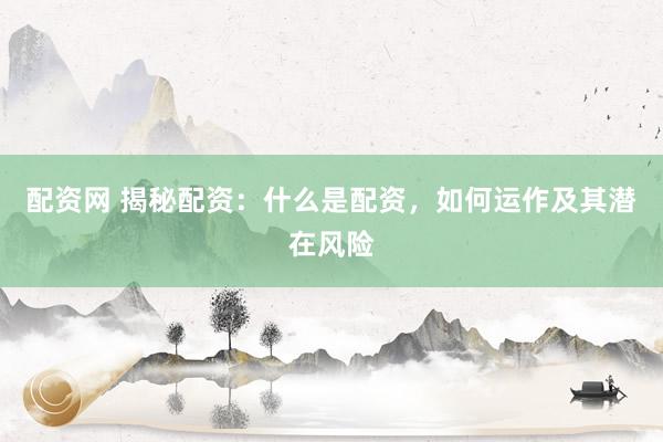 配资网 揭秘配资：什么是配资，如何运作及其潜在风险