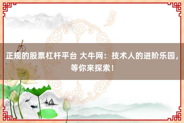 正规的股票杠杆平台 大牛网：技术人的进阶乐园，等你来探索！