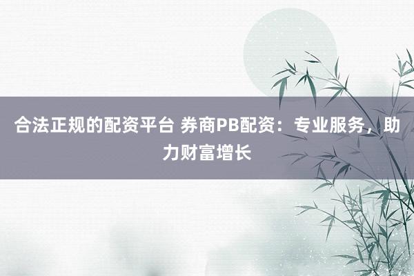 合法正规的配资平台 券商PB配资：专业服务，助力财富增长
