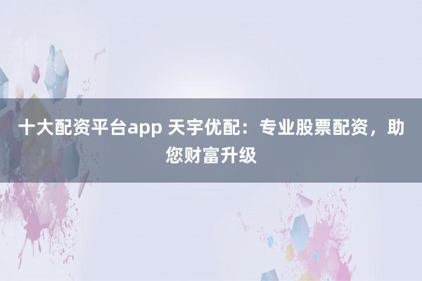 十大配资平台app 天宇优配：专业股票配资，助您财富升级