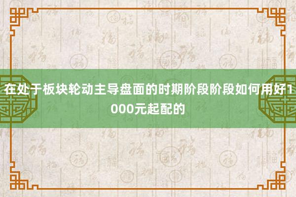 在处于板块轮动主导盘面的时期阶段阶段如何用好1000元起配的