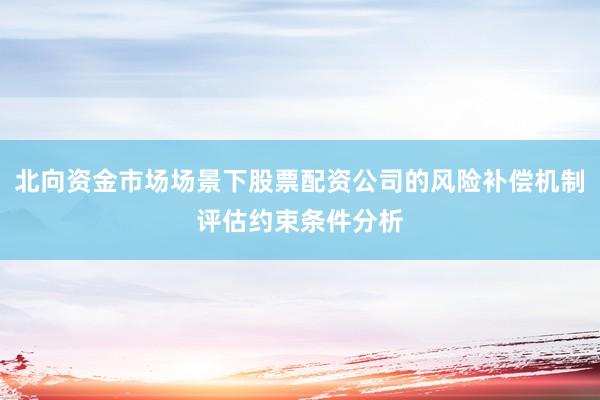 北向资金市场场景下股票配资公司的风险补偿机制评估约束条件分析