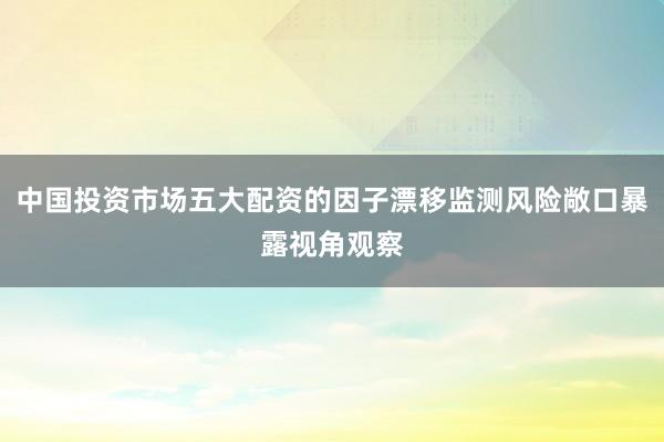 中国投资市场五大配资的因子漂移监测风险敞口暴露视角观察
