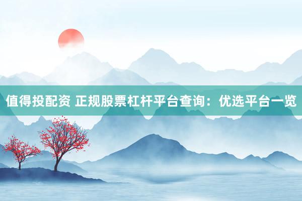 值得投配资 正规股票杠杆平台查询：优选平台一览