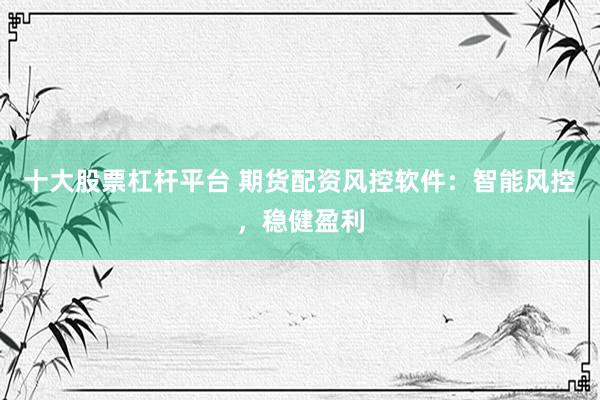 十大股票杠杆平台 期货配资风控软件：智能风控，稳健盈利