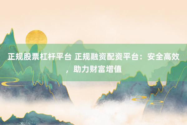 正规股票杠杆平台 正规融资配资平台：安全高效，助力财富增值