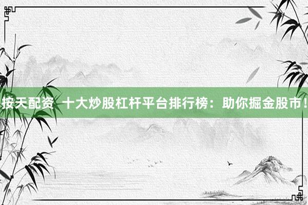 按天配资  十大炒股杠杆平台排行榜：助你掘金股市！