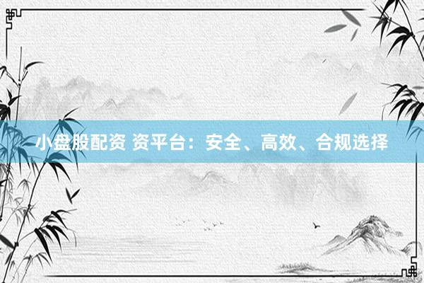 小盘股配资 资平台：安全、高效、合规选择